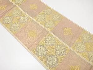 変わり市松に草葉模様織り出し袋帯